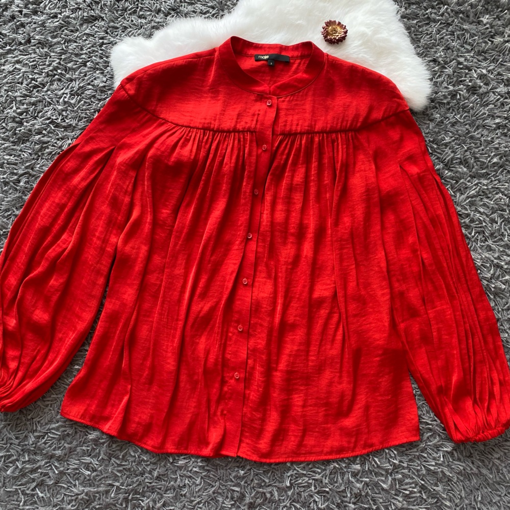 Maje Red Button down Blouse